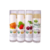 4-Pack Cherry, Strawberry Eucalyptus Mint and Original Beeswax Flavor Certified USDA Organic Lip Balm