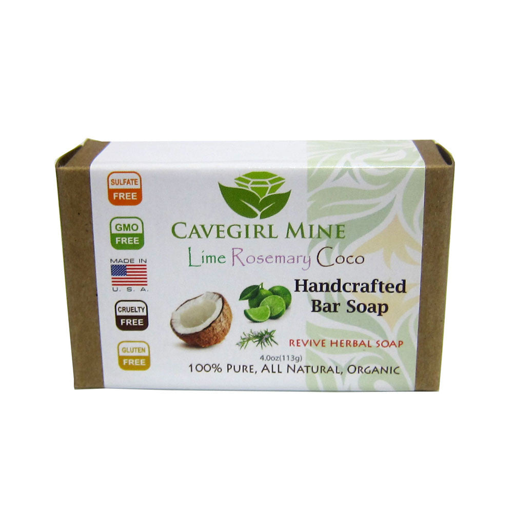 3-Pack Lime Rosemary Coco Bar Soap. 100% Certified Organic Coconut Oil.