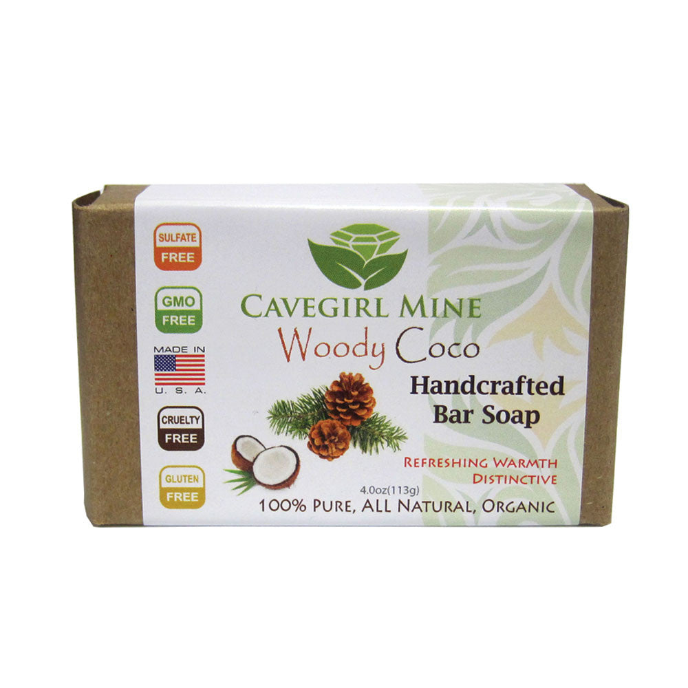 3-Pack Woody Coco Bar Soap. 100% Certified Organic Coconut Oil.